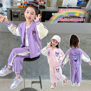 Spring Autumn Childrens Baseball Outfit Long Sleeve Girls Set Cute Cartoon Design Sporty Style Kids Fashion Streetwear