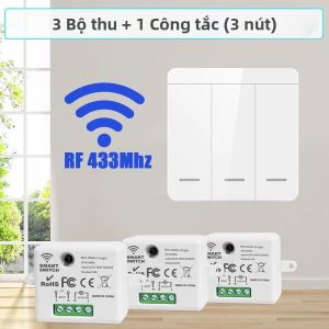 Công Tắc Đèn Thông Minh Không Dây 433 MHz 1/2/3 Gang 86 Bảng Điều Khiển Treo Tường Điều Khiển Từ Xa Interruptor 10A 110V 220V Đèn LED Cho Tự Động Hóa Gia Đình