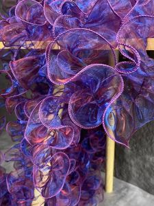 ผ้าตกแต่งชายเสื้อผ้าแบบยืดหยุ่นสีม่วงอ่อน ผ้าคลื่น ผ้าสำหรับตกแต่งเสื้อผ้า DIY งานฝีมือ ผ้าดีไซเนอร์ ผ้าฝ้ายโพลีเอสเตอร์