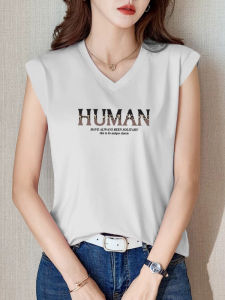 Loose Fit Korean Style Pure Cotton V-Neck Short Sleeve T-Shirt Summer Slimming Versatile Chicken Heart Neck Top plus Size