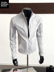 YOULIN | Light Grey Mens Sun Protection Clothing Slim Fit Breathable Ice Silk