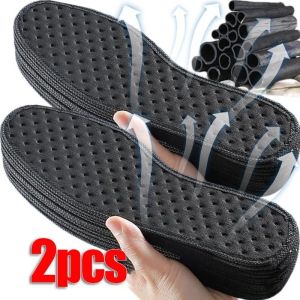 แผ่นรองในรองเท้าตาข่ายถ่านไม้ไผ่2ชิ้นแผ่นรองรองเท้าแผ่นรองระบายอากาศนุ่มฝ่าเท้าซับเหงื่อสำหรับผู้ชายและผู้หญิง