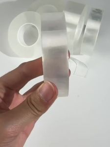 2Rolls Transparent Nano Double-Sided Tape Adhesion Temperature Resistant Fixing Non Marking Wall Fixing Bathroom Home Decoration