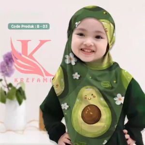 Kerudung Jilbab Bergo Anak Karakter Geblus tali malay Full Print Usia 4-10 tahun Khimar Instan Bahan Jersey Premium Motif kupu kupu dan animal