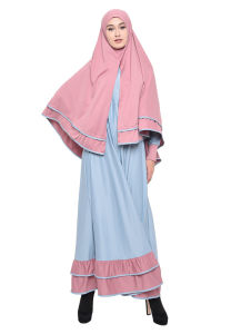 Java Seven LLS 995 - Pakaian Muslim Gamis Wanita Jersey Biru