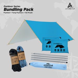PAKET HEMAT - FLYSHEET 3X4 PLUS TALI PERUSIK 20M PLUS PASAK TENDA PAKET ALAT CAMPING PRAKTIS BUNDLING HEMAT