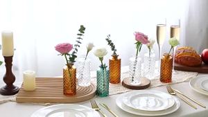 Bộ 6/12 Lọ Hoa Thủy Canh Mini Bằng Thủy Tinh Kiểu Cổ Điển Để Trang Trí Bàn Ăn Tiệc Cưới Nhà Cửa