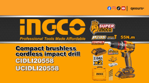 INGCO 20V 55NM CORDLESS IMPACT DRILL | COMPACT BRUSHLESS MOTOR | CIDLI20558 CIDLI205581