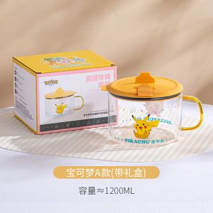 ชามแก้วใสสำหรับน้ำซุปสตี๊กแบบไมโครเวฟพร้อมฝาปิดสำหรับนักเรียนหอพัก ชามสำหรับกินข้าวในโรงอาหารพิเศษ