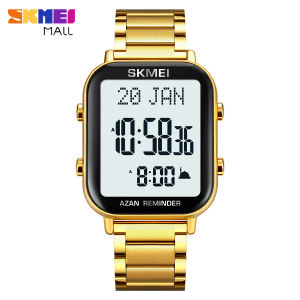 SKMEI นาฬิกากิบลัตเข็มทิศมุสลิมสำหรับผู้ชายเตือน Qibla กันน้ำลึก30ม. หน้าปัดนาฬิกา37มม. 2135