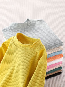 Áo Thun Cotton Dài Tay Cổ Cao Cho Trẻ Em Mùa Thu Đông Mặc Trong Quần Áo Trẻ Em Trai Gái Thoải Mái Thoáng Khí