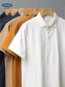 DUKEEN Pure Cotton Vải Bông Áo Sơ Mi Polo Nam Tay Ngắn Rộng Rãi Fit Turn Cổ Áo Áo Thun Hạng Nặng Phong Cách Mùa Hè Thoải Mái Thoải Mái Mặc