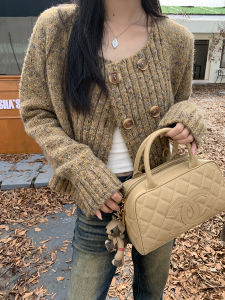 เสื้อคาร์ดิแกนถักแขนยาวสำหรับผู้หญิง ฤดูใบไม้ร่วง 2025 ดีไซน์ใหม่ เสื้อคลุมกันหนาวสุดหรูหรา ทรงตรง สไตล์สตรีท ปกติ