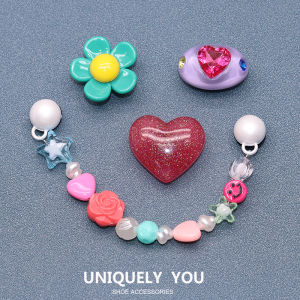 New Hole Shoe Accessories Floral Shoe Upper Decoration Rose Smile Face Chain Link High Quality Material Shoe Buckle Accessories