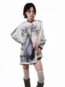Webbar Original Emo Gothic Long Sleeve Football Shirt High Quality Heavyweight Womens Style NO.111-D Youth Fashion round Neck