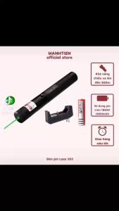 [ Mua 1 tặng 1 món quà ] Đèn pin laser 303 siêu sáng gồm pin sạc và khóa - Đèn lazer 303