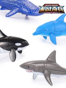 Realistic Marine Animal Model Toy Dolphin Great White Shark Orca Transforming Robot Doll for Boys over 14 Years Old Plastic Material