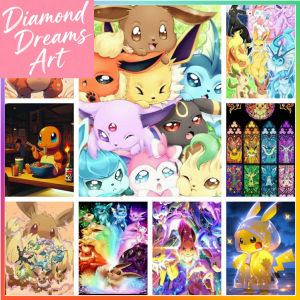 Pokemon Cute Anime Japan Diamond Painting Element Creation Crafts Pixel Kit Cross Stitch 5D DIY Art Mosaic Home Decor Adultfram