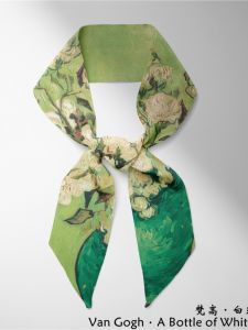 Van Gogh Series Oil Painting Silk Scarf Thin Narrow Small Bench Hair Band Ribbon Tie Bag Handle Ribbon Decoration Artsy Scarf