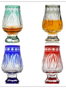 Handcrafted Japanese Style Whiskey Glass Fragrance Cup Cherry Blossom Design Crystal Glass Alcohol Beverage Cup Golden Essence