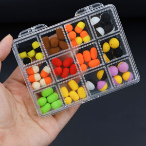 55PCS/Box Cylinder & Round Carp Fishing Foam Pop Ups Boilies Soft Artificial Bait Zig Rig Hair Rig Hook Terminal Tackle