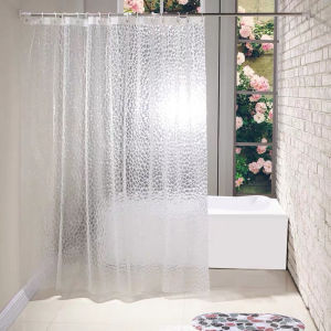【 Water light glass 】 Translucent Water Cube shower curtain 3D three-dimensional ice crystal texture waterproof PEVA material