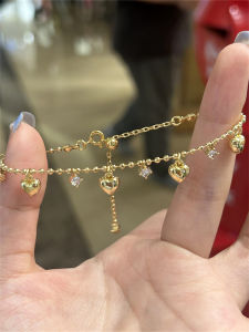 Elegant Diamond Embedded Tassel Necklace Bracelet 18K Gold Versatile Fashionable Luxury Sensation Womens Hand Jewelry