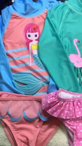 ANGELSCUTE Swimwear Flamingo Mermaid for Kids Girls