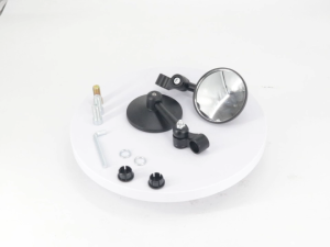 1 Pair Motorcycle Round Rear Mirror Short Stem Side View Mirror Universal Adjustable