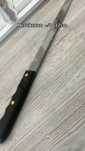 Pisau Roti Panjang 2 Sisi Stainless Steel Bread Knife Double Sided - Alat Potong Cake Iris Kue Tajam Polos dan Bergerigi - Pemotong Bolu