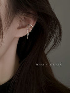 Trendy 2024 New Z Miss Chain Ear Bone Clip-On Earrings for Women No Piercing Required Fresh out Fashion Silver Jewelry