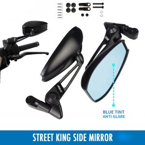 2pcs Motorcycle Side Mirror: Street King Anti-glare & Adjustable Blue Lens