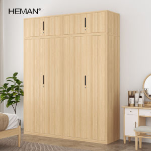 Nordic Style Wooden Patterned Iron Sheet Wardrobe Large Capacity