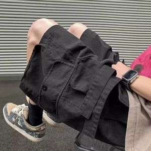 PAZHAOLANG | Plus Size Retro Workwear Shorts Multiple Pockets Loose Fit