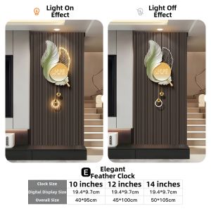 HAOJIUBUJIAN | Luxury Lunar Grille Elegance Feather Glow Digital Wall Clock Year Calendar