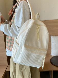 Trendy Large Capacity Backpack Casual Computer Bag Pure Color Simple Leisure High School College Student Double Shoulder Bag