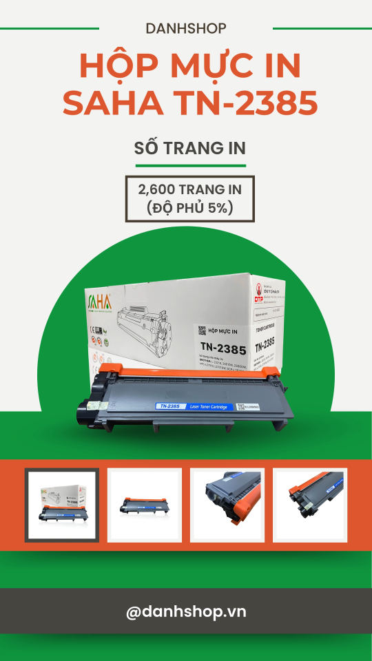 Hộp mực TN-2385 - SAHA - Dùng cho máy in Brother: HL – L2321D L2361DN L2366DW / MFC – L2701D/DW DCP – L2520D