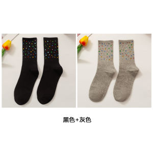 ถุงเท้าขาสั้นแบบฝังมือสไตล์เกาหลีทันสมัยสําหรับผู้หญิง ผ้าฝ้ายสีสันสดใสและง่ายดาย