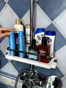 【SKIT SG】Shower Rack Storage Holder Bathroom Shelf Pole Shelves Shampoo Tray Stand Lifting Rod Shower Head Holder Organizer No Drill Hole