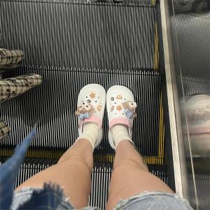 รองเท้าแตะ EVA สำหรับผู้หญิง ทรงหัวมน ส้นกลาง รองเท้าแตะแบบสวมสบายสำหรับกลางแจ้งในช่วงฤดูร้อน รองเท้าแตะแบบสวมหัวแบบหนา