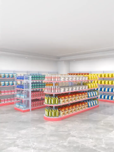 2026 New Model Supermarket Display Rack Adjustable Steel Shelf for Grocery Retail Store