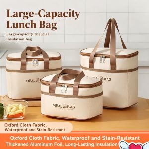 Portable lunch bag food insulated box Waterproof shoulder strap insulated box hand-held lunch box bag fresh aluminumA-DH