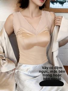 MiiOW | Áo ba lỗ ren satin thanh lịch dành cho nữ mùa hè có đệm ngực Áo hở lưng chống ánh nắng có thể mặc ngoài trời