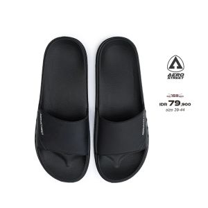 Aerostreet 39-44 Garvi Hitam Hitam - Sandal Selop Pria Wanita BAAAA
