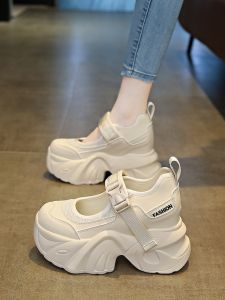 Womens Summer Sport Shoes Thick Bottom High Toppling Mary Janes Casual Shoes Fashionable Cross Buckle Waterproof Platform