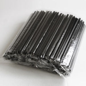 Sedotan Plastik Steril Hitam 8mm 21cm Isi 100pcs