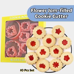 10 Pcs Vintage Flower Jam Cookie Cutters Tulips Four-leaf Clover Shape Biscuits Molds for Thanksgiving Christmas Decorations