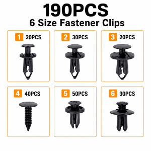 YONGRUN 190PCS 6 Sizes Automotive Fastener Clips Push Pin Fastener Assortment Kit for Car Bumper Fender Door Trim Panel Repair