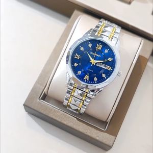 2025Mens Quartz Stone Automatic Double Calendar Night Light Waterproof Casual Watch High Quality Gift Black Mens Luxury Gifts