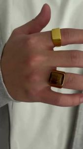 Ingemark 2 Pcs/Set Trendy Geometry Alloy Chunky Wide Rings for Men Vintage Inlaid Resin Finger Knuckle Ring Hip Hop Male Jewelry